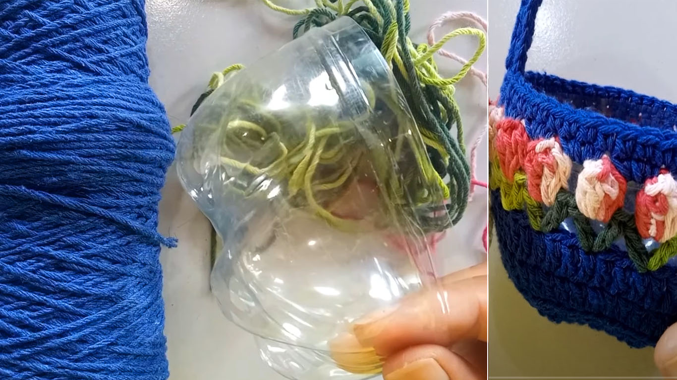 Como transformar fundinho de garrafa Pet em lindas cestinhas de crochê