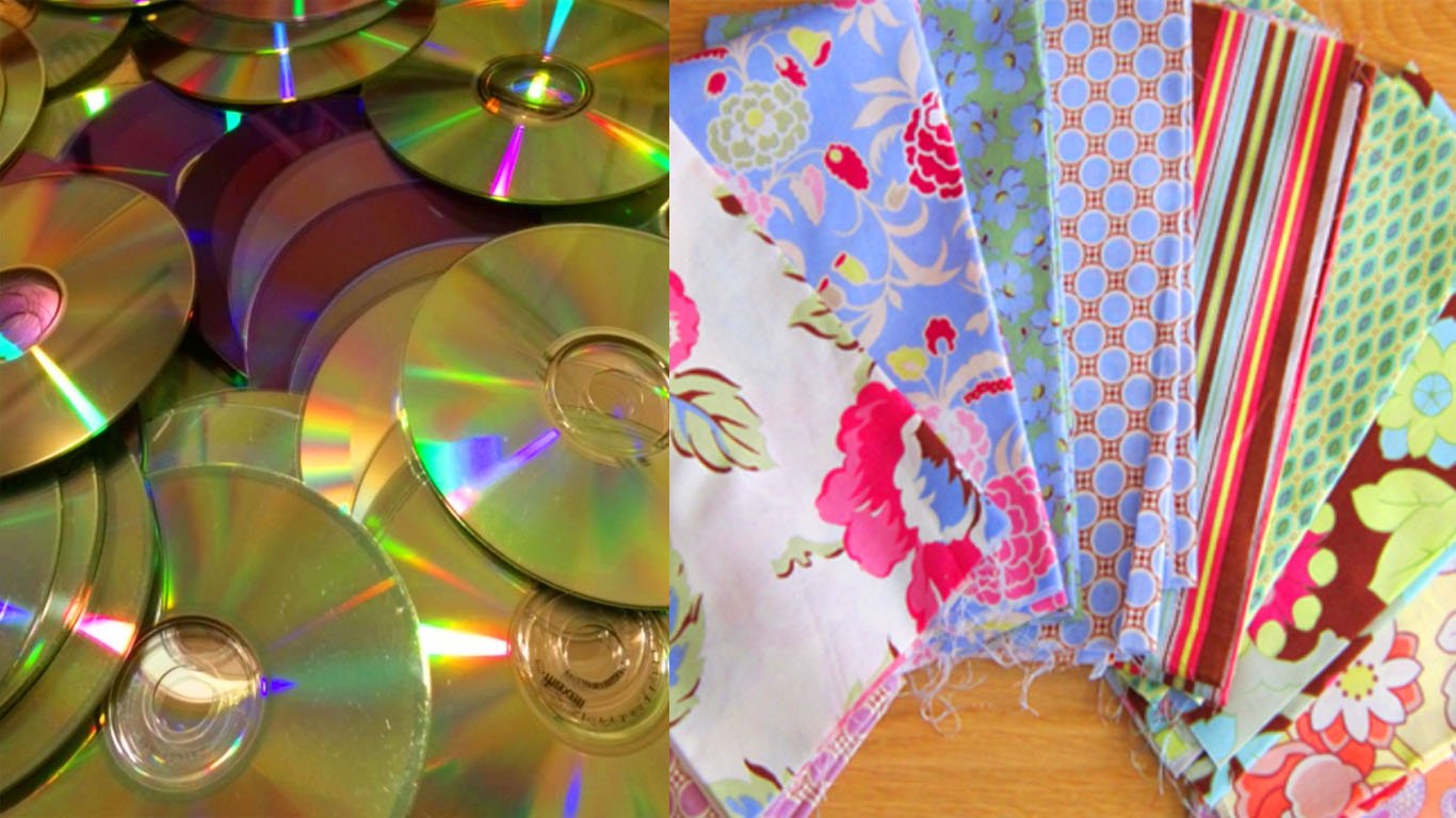 Retalhos de tecido e CDs descartados, uma combinação incrível de ideias que deixamos passar