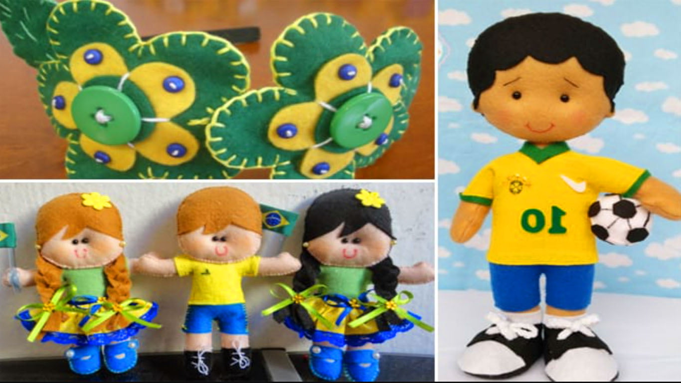 Artesanato de feltro seleção brasileira e lembrancinhas da copa do mundo