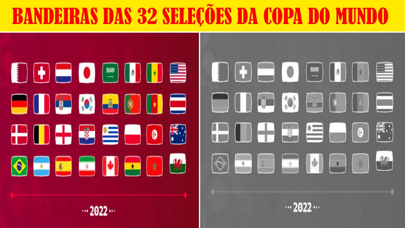 Bandeiras das seleções da copa do mundo 2022 para colorir e imprimir