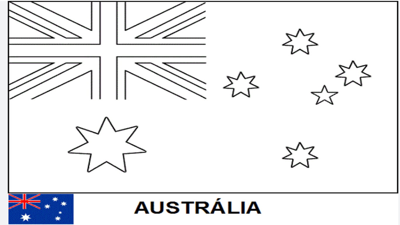 Bandeira da Austrália para colorir e imprimir – Desenho para atividades