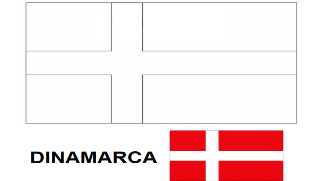 Bandeira da Dinamarca para colorir e imprimir – Desenho para atividades