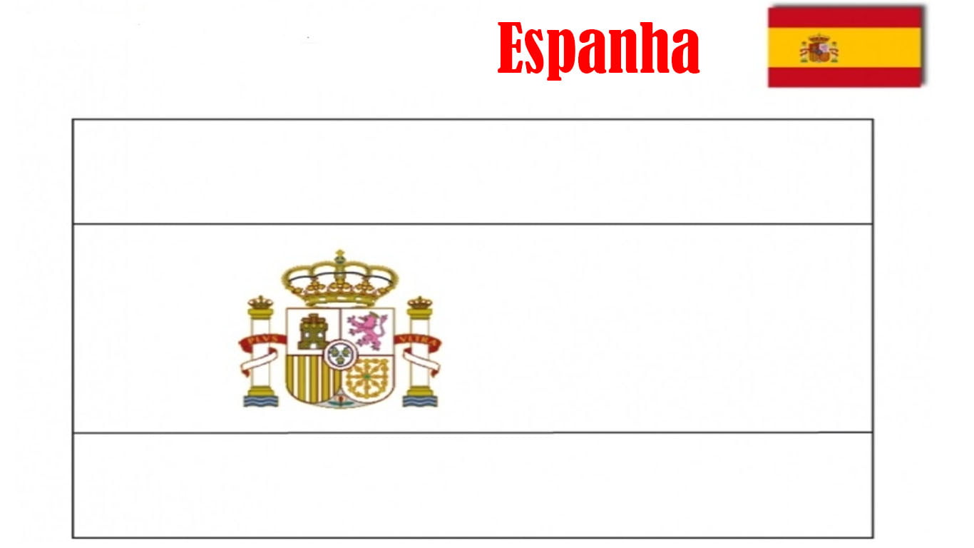 Bandeira da Espanha para colorir e imprimir – Desenho para atividades