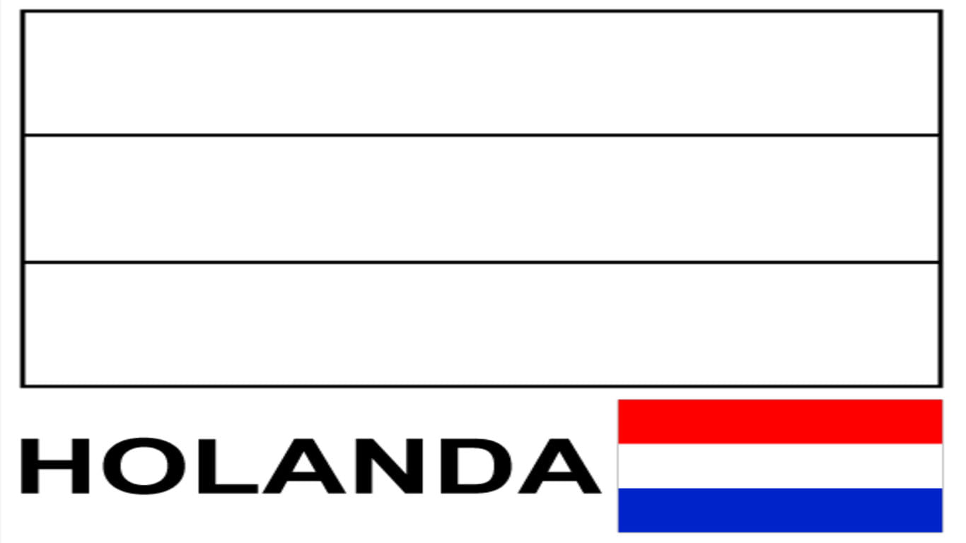 Bandeira da Holanda para colorir e imprimir – Desenho para atividades