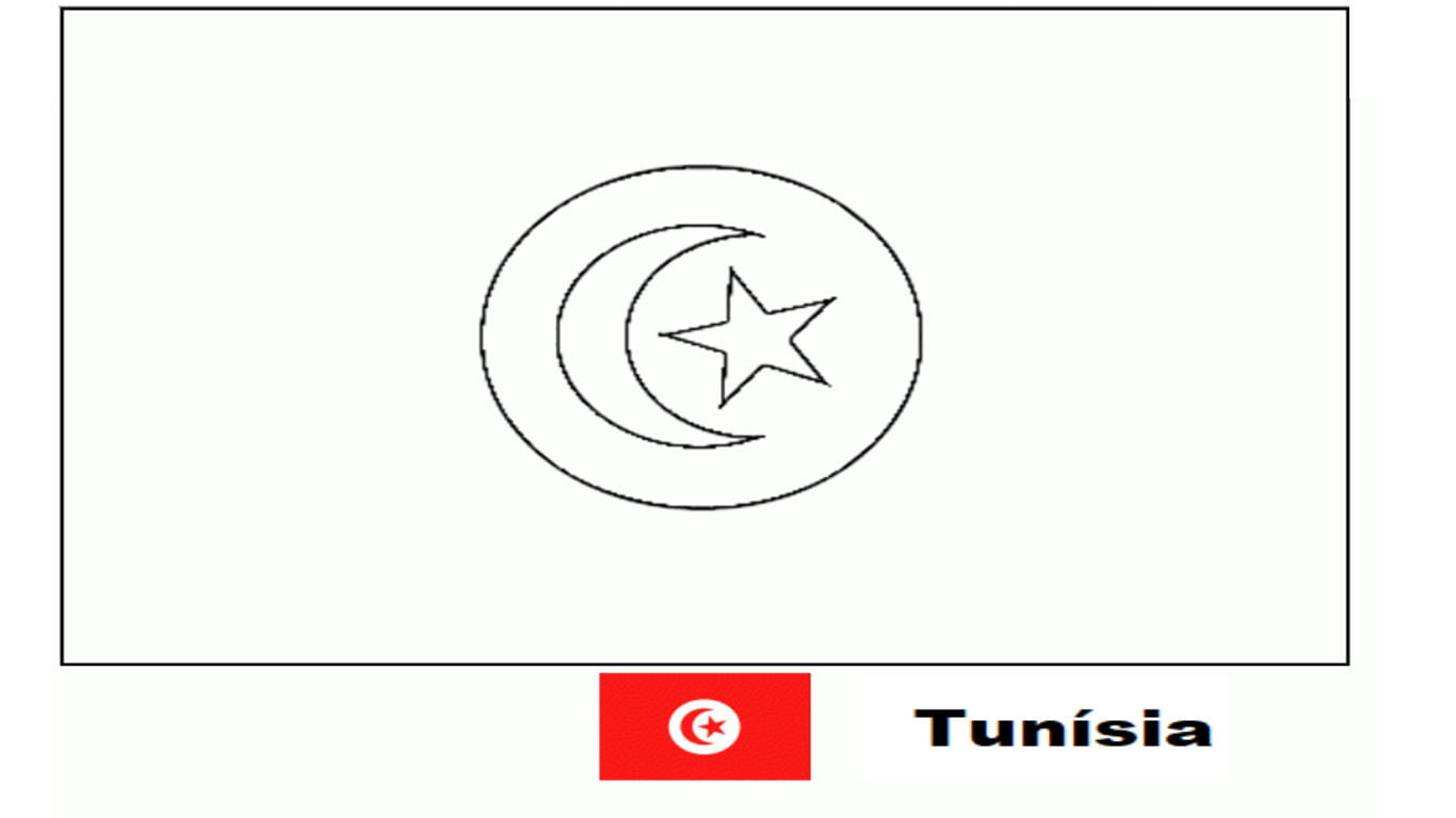 Bandeira da Tunísia para colorir e imprimir – Desenho para atividades
