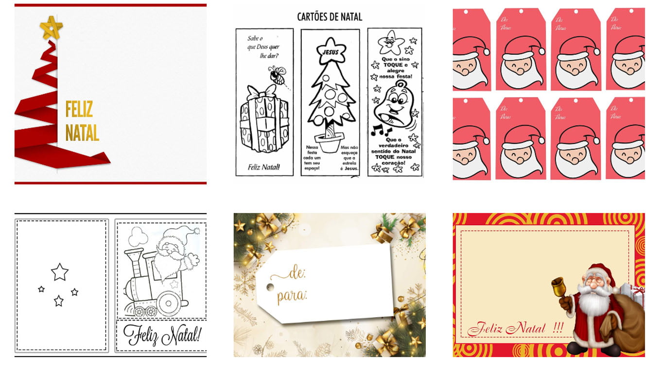 Cartão de Natal para imprimir e cartãozinho de feliz natal para colorir