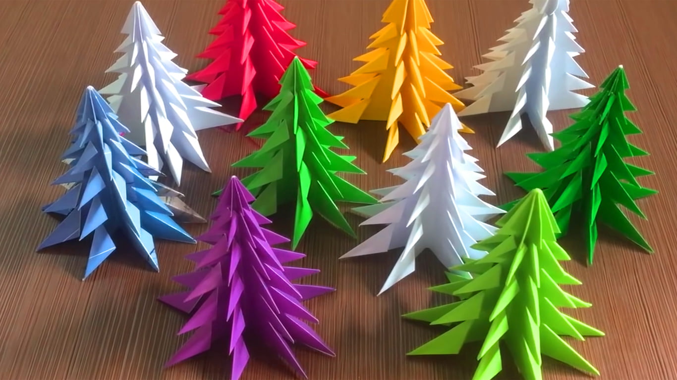 Árvore de Natal de papel para decorar e com passo a passo de modelo 3D