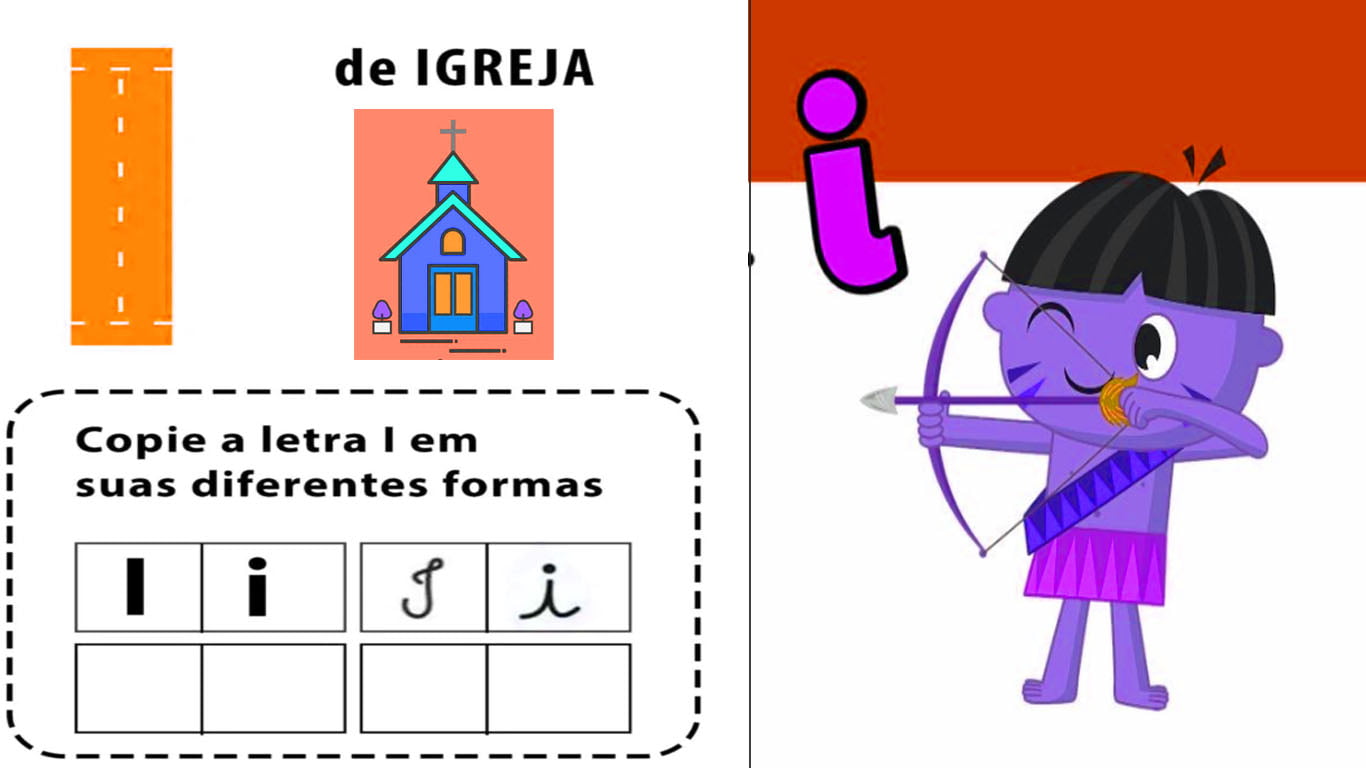 Atividade com a letra I do alfabeto para educação infantil