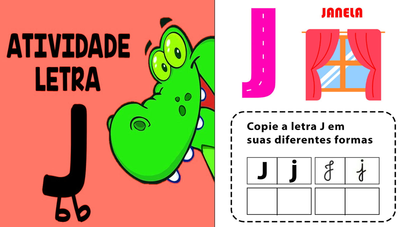 Atividade com a letra J do alfabeto para educação infantil