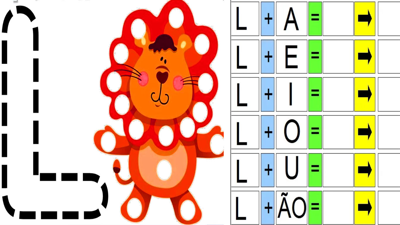 Atividade com a letra L do alfabeto para educação infantil