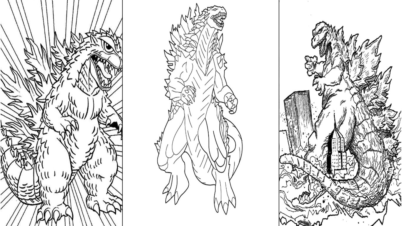 Godzilla para colorir e imprimir desenhos do personagem
