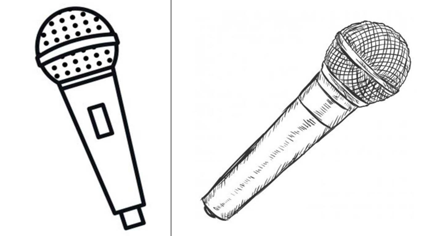Microfone para colorir e desenhos para imprimir