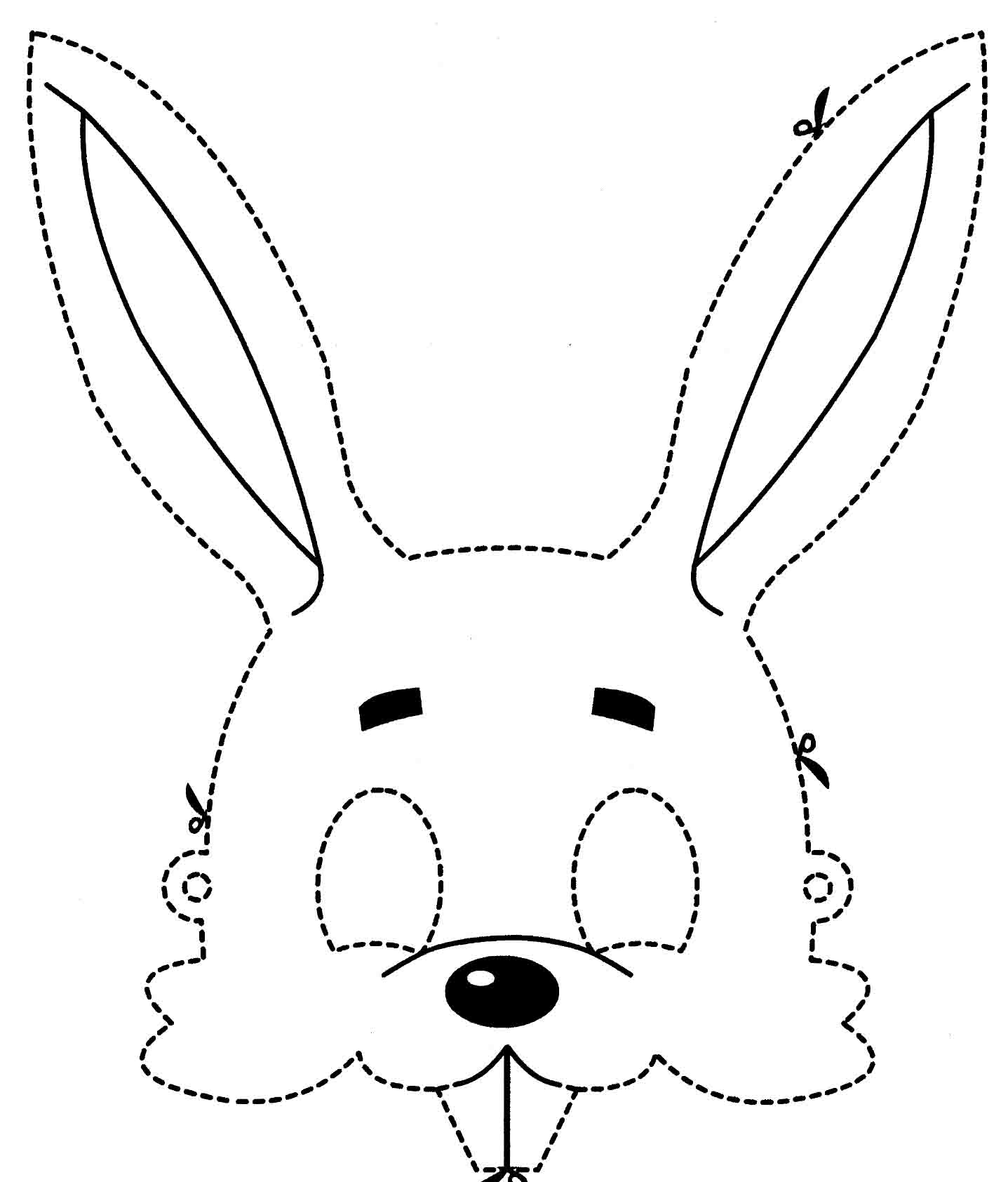 Máscara de coelho de Páscoa e moldes para imprimir e colorir