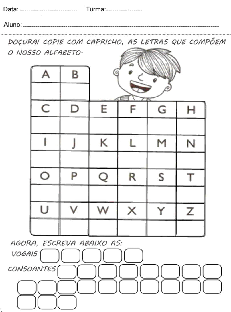 Atividade alfabeto 1 ano para alfabetização 