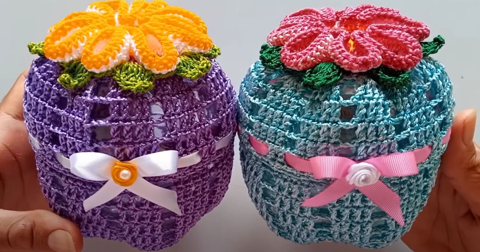 Sugestão de presente dia das mães: porta jóias de crochê reciclado com garrafa pet