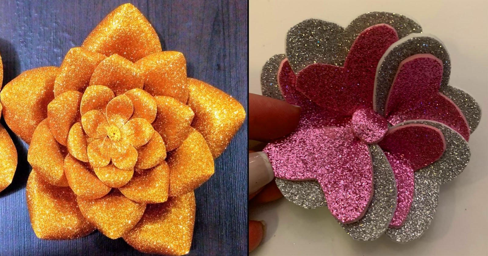 10 ideias de flores de EVA com glitter para aprender a fazer