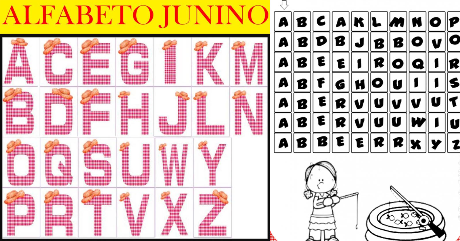 Alfabeto junino para imprimir e usar em decorações da festa de São João