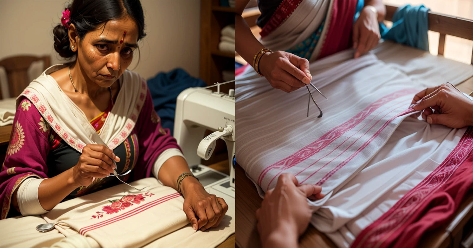 5 truques de uma costureira indiana para manter o tecido sem enrugar enquanto costura