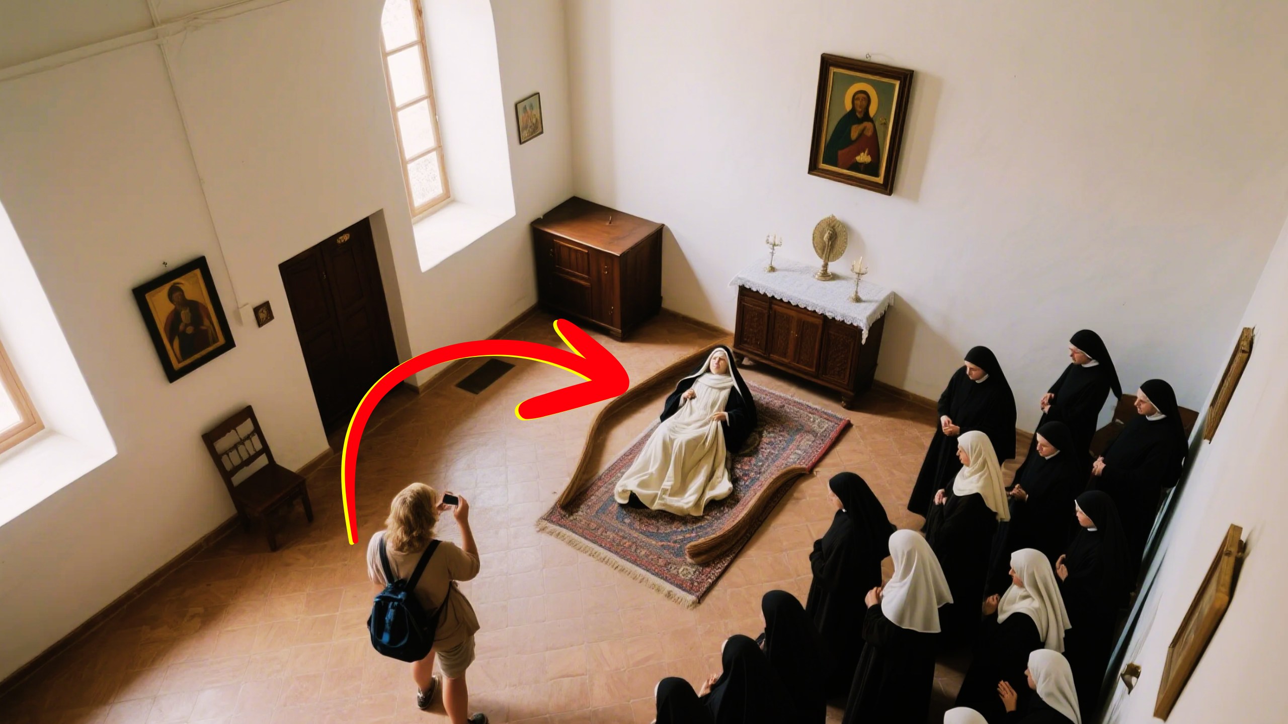 Turista que visitava quarto em convento religiosos e crentes ficaram chocados