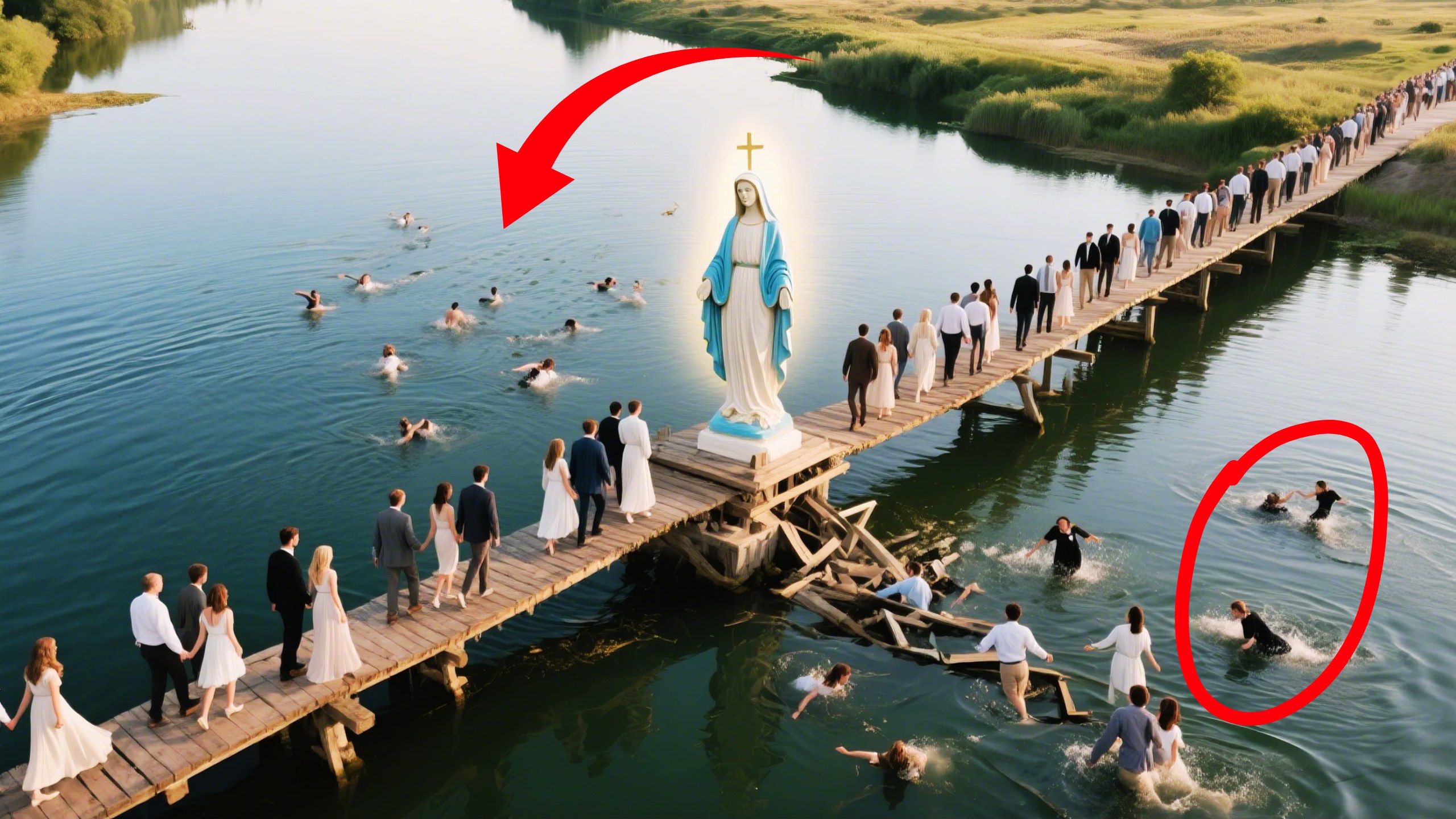 Ponte de madeira de rompe em acampamento religioso de casais e acaba no pior