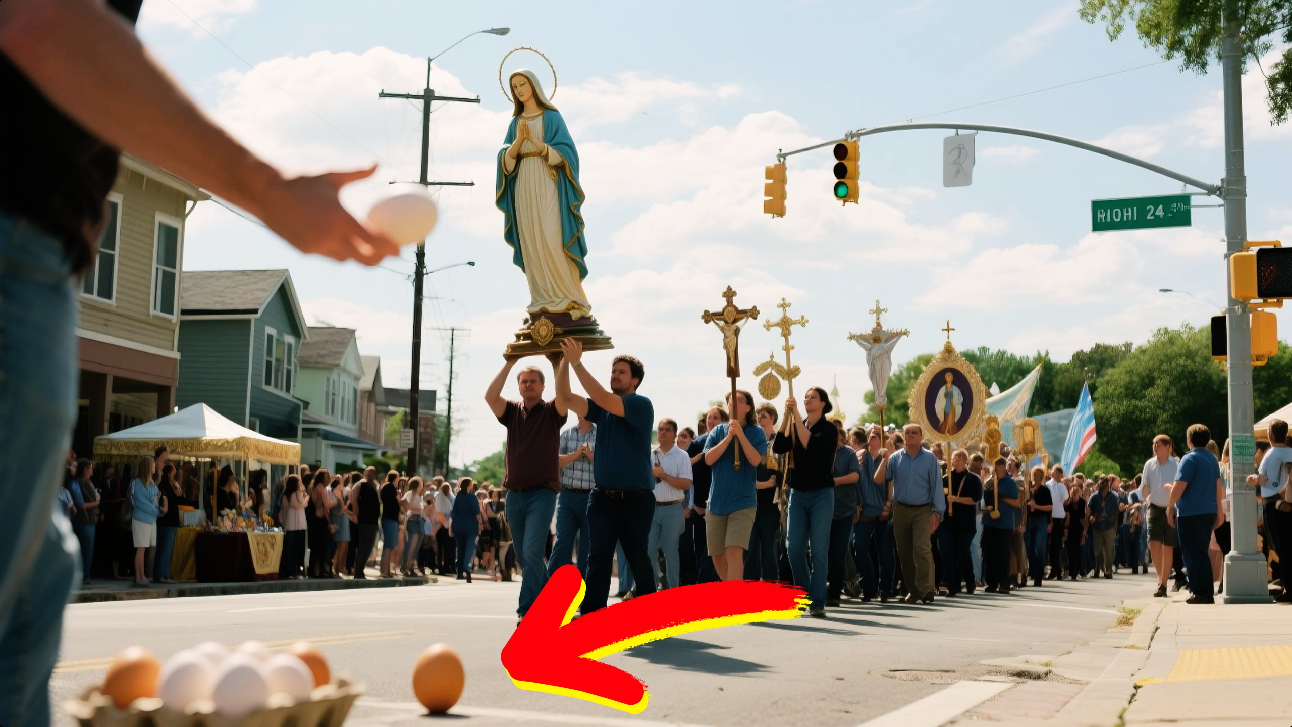 Porque esse homem jogou ovos em procissão que passava na sua rua em Tucson?